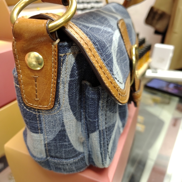 Coach Blue and Brown Crossbody Bag - Picture 3 of 12
